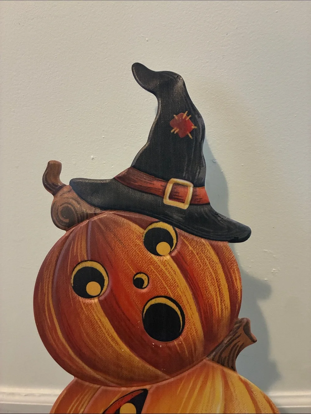 NWT- 23” Halloween Jack-o-lantern Pumpkin Stack Metal Easel Stand Porch Sign